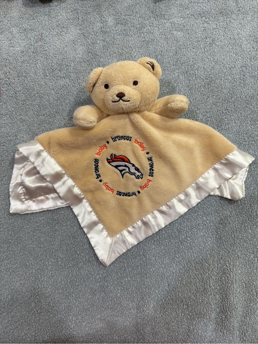 NFL Denver Broncos Tan & White Bear Security Blanket